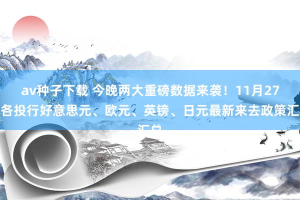 av种子下载 今晚两大重磅数据来袭！11月27日各投行好意思元、欧元、英镑、日元最新来去政策汇总