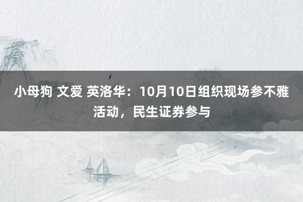 小母狗 文爱 英洛华：10月10日组织现场参不雅活动，民生证券参与