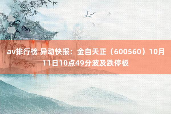 av排行榜 异动快报：金自天正（600560）10月11日10点49分波及跌停板