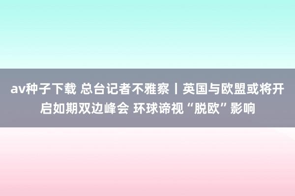 av种子下载 总台记者不雅察丨英国与欧盟或将开启如期双边峰会 环球谛视“脱欧”影响