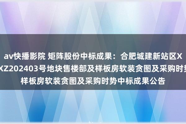 av快播影院 矩阵股份中标成果：合肥城建新站区XZ202402号、XZ202403号地块售楼部及样板房软装贪图及采购时势中标成果公告