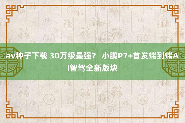 av种子下载 30万级最强？ 小鹏P7+首发端到端AI智驾全新版块