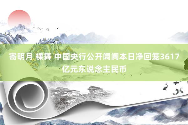 寄明月 裸舞 中国央行公开阛阓本日净回笼3617亿元东说念主民币