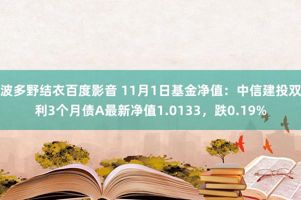 波多野结衣百度影音 11月1日基金净值：中信建投双利3个月债A最新净值1.0133，跌0.19%