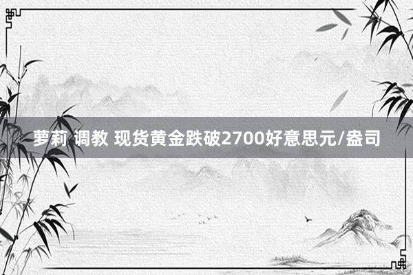 萝莉 调教 现货黄金跌破2700好意思元/盎司