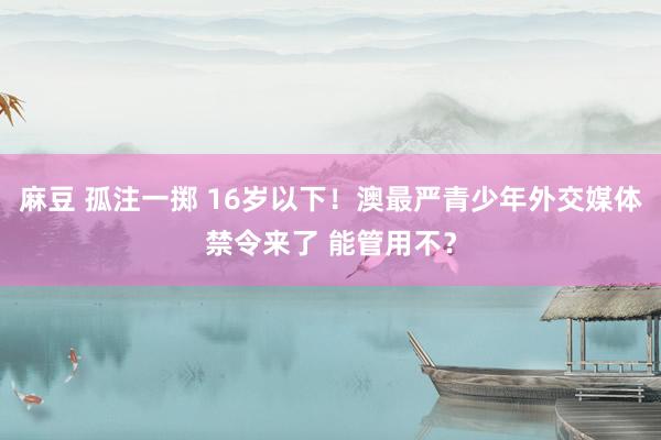 麻豆 孤注一掷 16岁以下！澳最严青少年外交媒体禁令来了 能管用不？