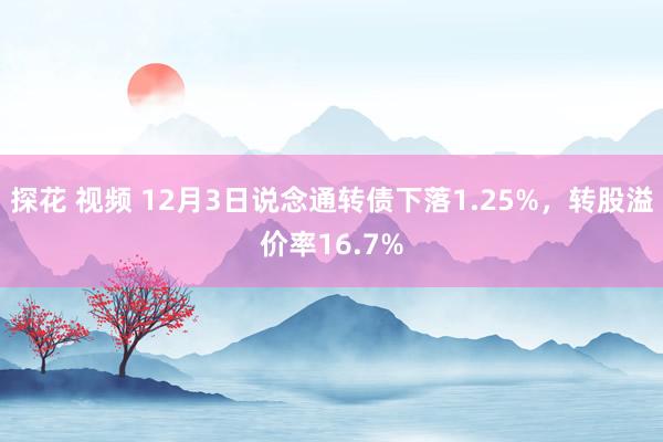 探花 视频 12月3日说念通转债下落1.25%，转股溢价率16.7%