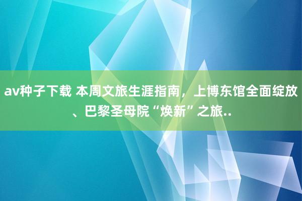 av种子下载 本周文旅生涯指南，上博东馆全面绽放、巴黎圣母院“焕新”之旅..