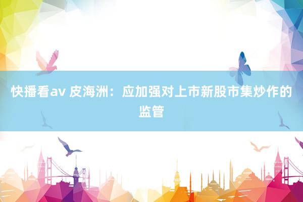 快播看av 皮海洲：应加强对上市新股市集炒作的监管