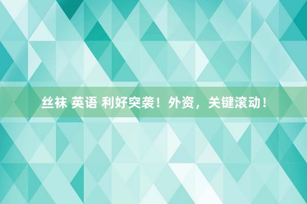 丝袜 英语 利好突袭！外资，关键滚动！