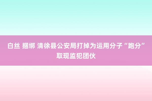 白丝 捆绑 清徐县公安局打掉为运用分子“跑分”取现监犯团伙