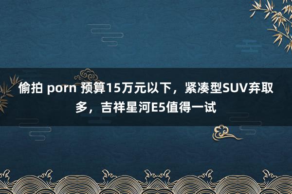 偷拍 porn 预算15万元以下，紧凑型SUV弃取多，吉祥星河E5值得一试