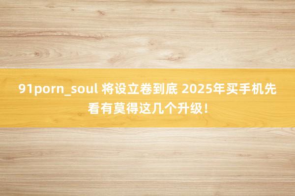 91porn_soul 将设立卷到底 2025年买手机先看有莫得这几个升级！