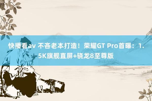 快播看av 不吝老本打造！荣耀GT Pro首曝：1.5K旗舰直屏+骁龙8至尊版