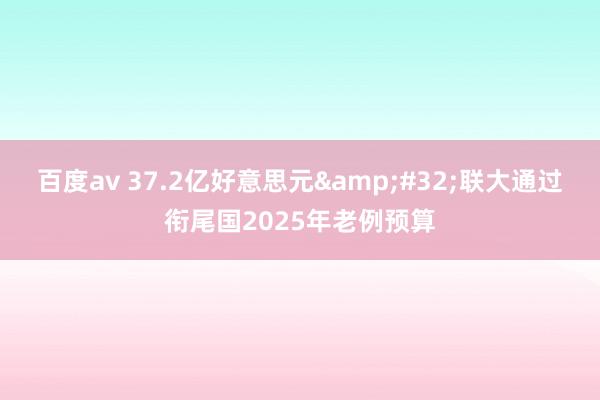 百度av 37.2亿好意思元&#32;联大通过衔尾国2025年老例预算