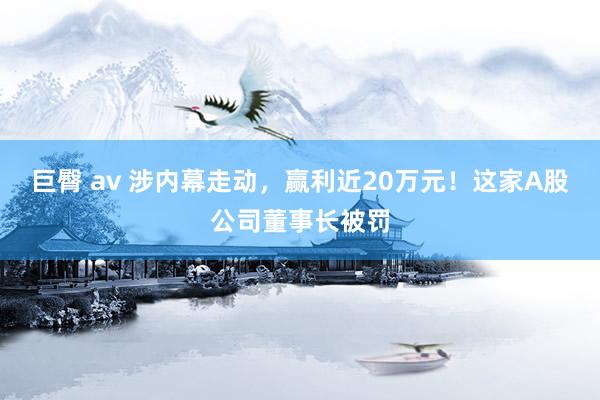 巨臀 av 涉内幕走动，赢利近20万元！这家A股公司董事长被罚