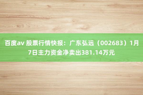 百度av 股票行情快报：广东弘远（002683）1月7日主力资金净卖出381.14万元