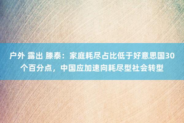 户外 露出 滕泰：家庭耗尽占比低于好意思国30个百分点，中国应加速向耗尽型社会转型